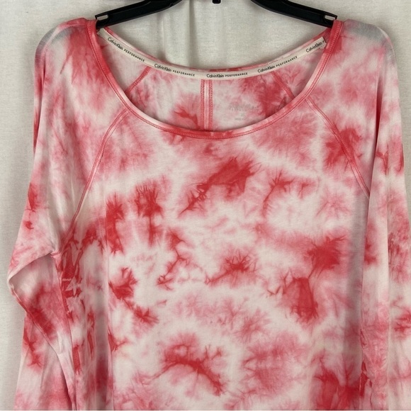Calvin Klein CK Performance Activewear Pink & White Tie Dye Top Size Extra Large - Picture 2 of 11